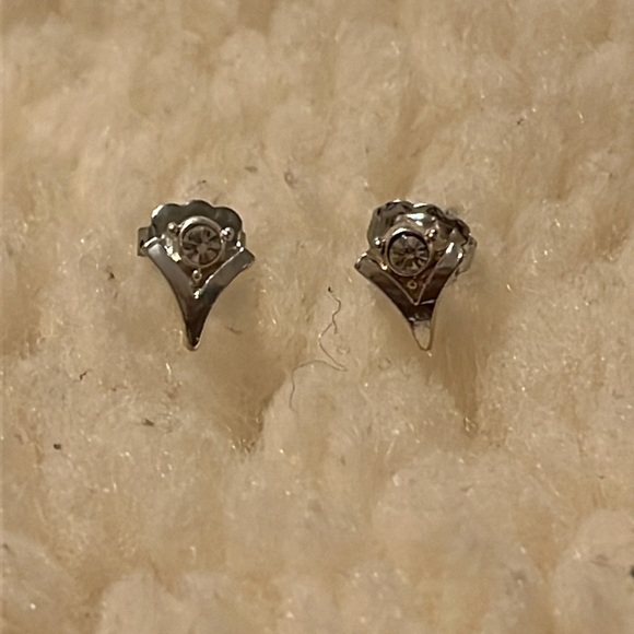 Silver Rhinestone Pierce Earrings - Picture 13 of 16